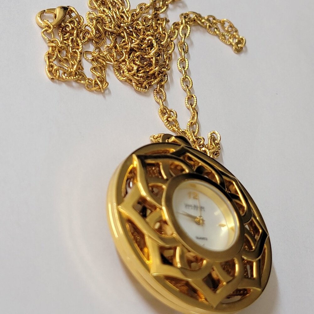 Stunning Joan Rivers Rhinestone Watch Pendant Chain Necklace - Picture 6 of 9